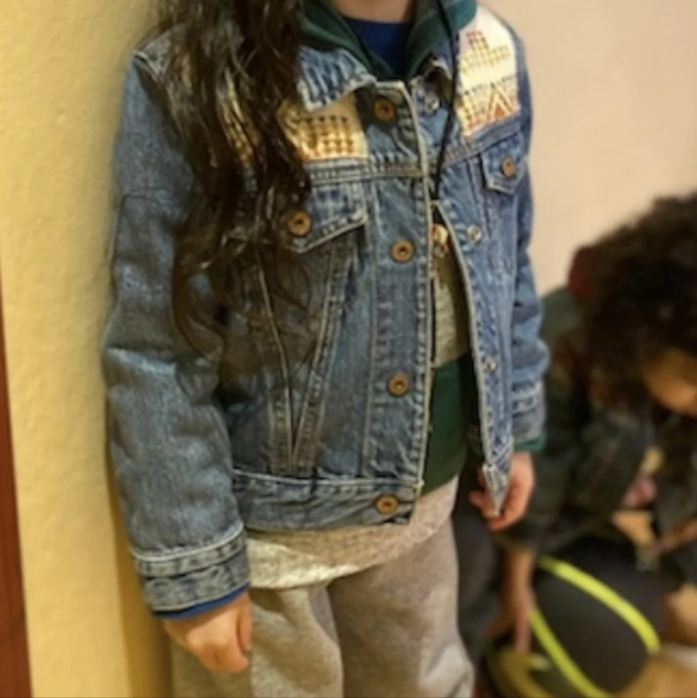 Upcycled Pendleton Scraps Gap Kids' Light Blue Denim Jacket 4T Western Rodeo